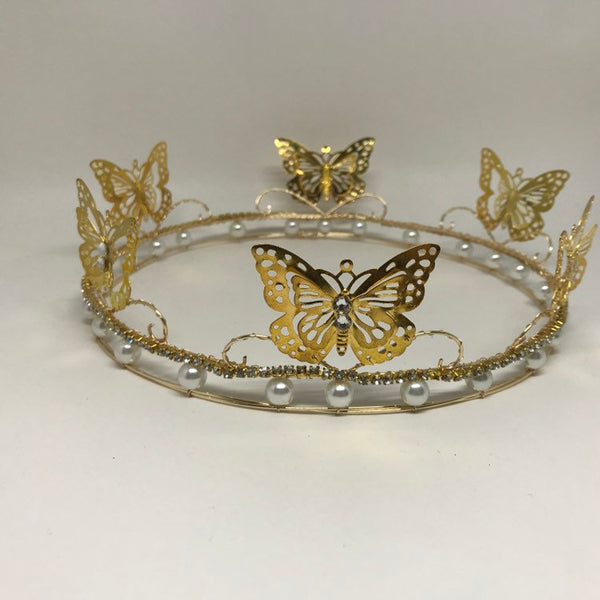 Gold butterfly crown