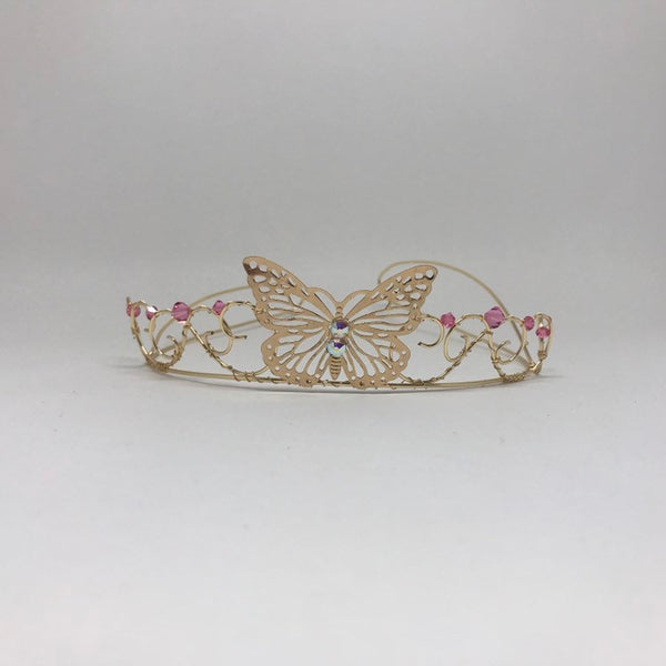 Pink Butterfly Princess Tiara Gold