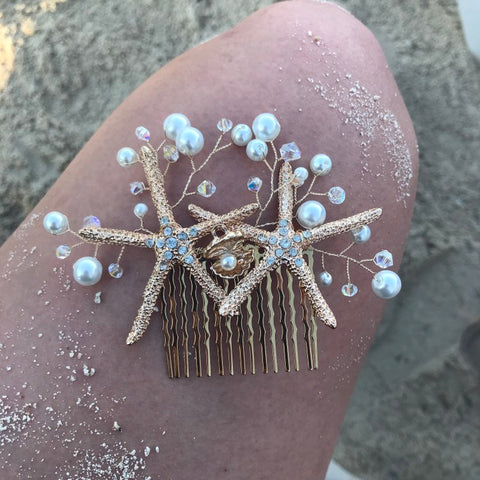 Starfish comb with pearls