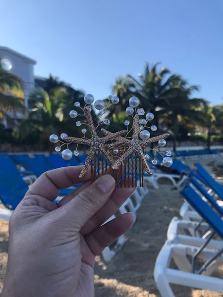 Starfish comb with pearls