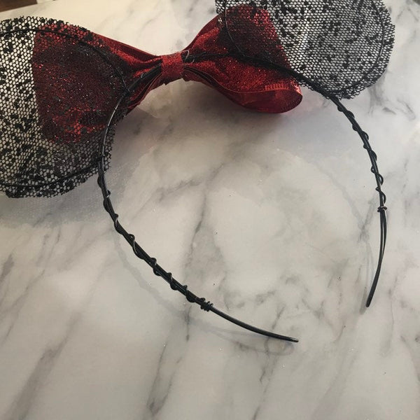 Red Glitter Bow Mouse Ears