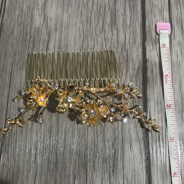 Gold Floral Branch Bridal Comb