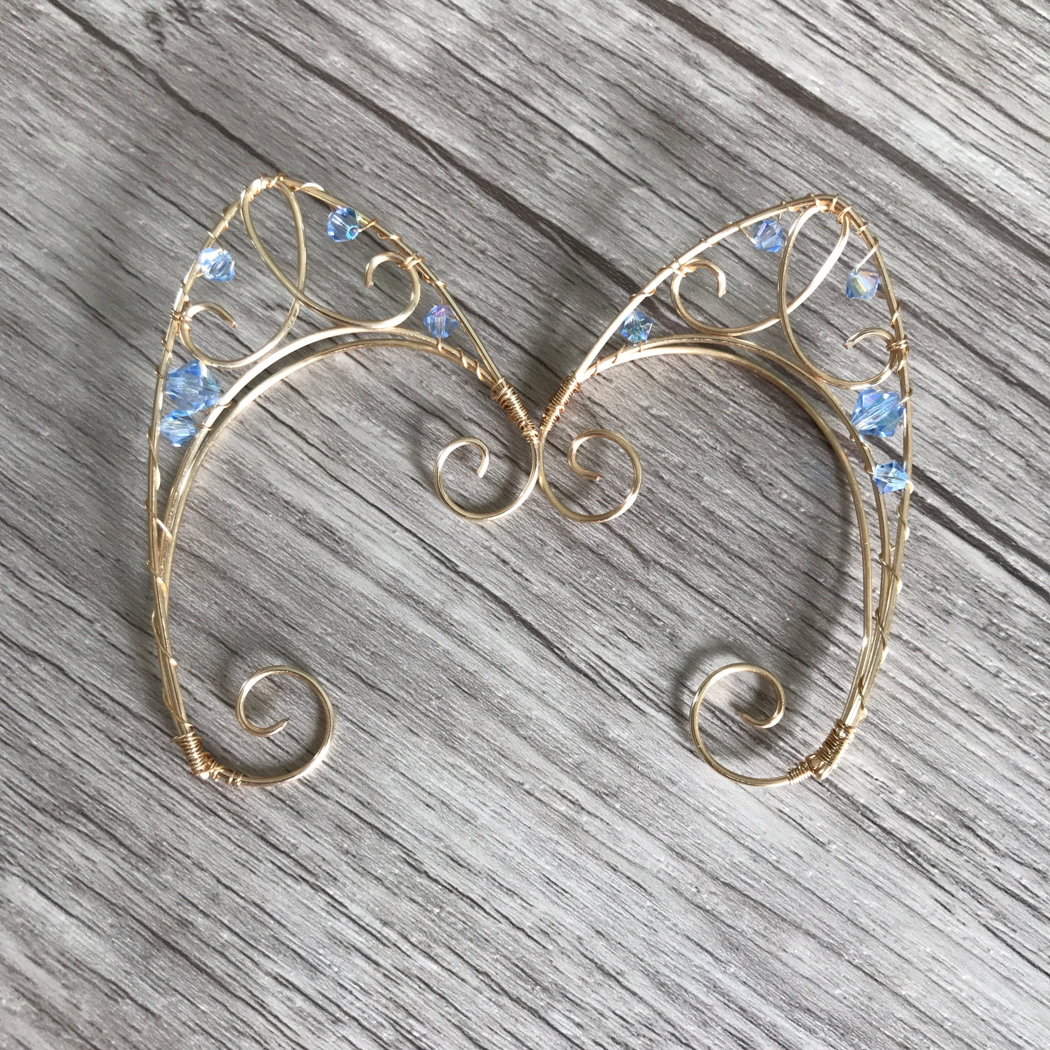 Fairy Ears Light Sapphire and Gold