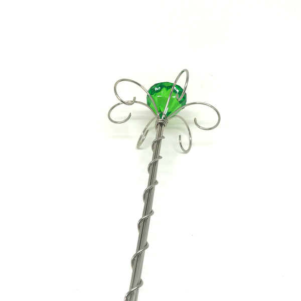 Dark Green jewel fairy wand silver