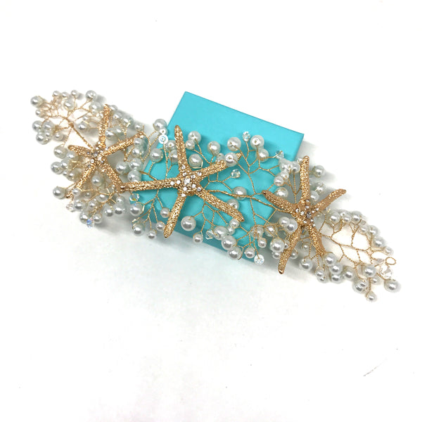 Rhinestone starfish hair jewelry