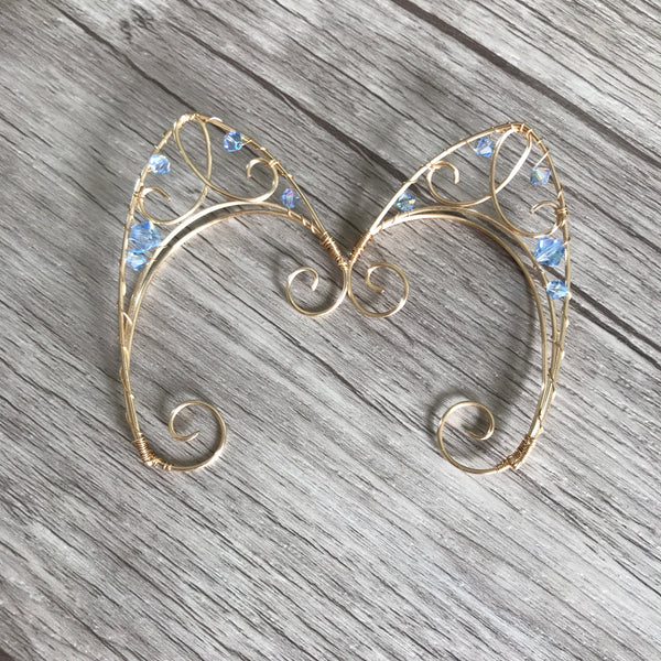 Fairy Ears Light Sapphire and Gold